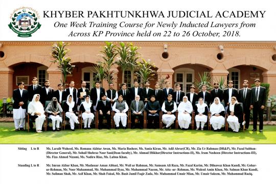 One-week training for Newly Inducted Lawyers from across KP Province (22-26 October, 2018)